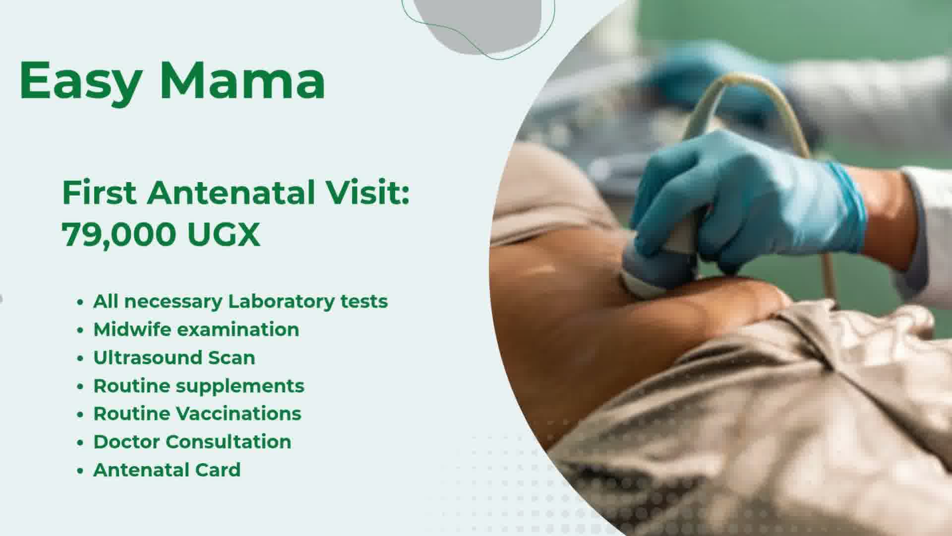 Easy Mama · First antenatal visit package details